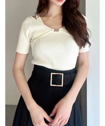 GOLDパーツリブニットトップス