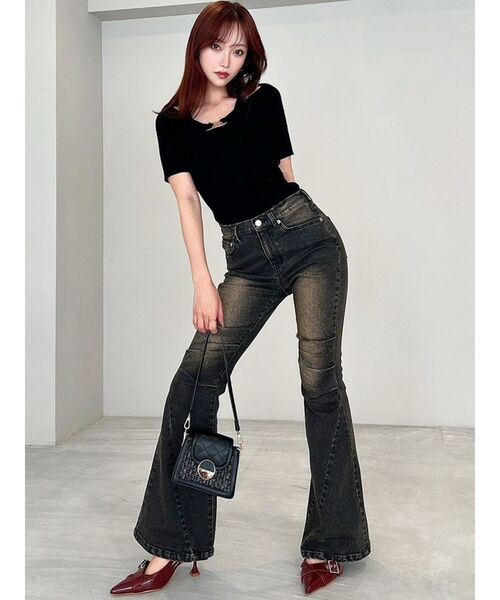 RESEXXY（リゼクシー）の「GOLDパーツリブニットトップス（ニット/セーター・レディース・ブルー/ブラック/ホワイト・FREE）」の10枚目の写真