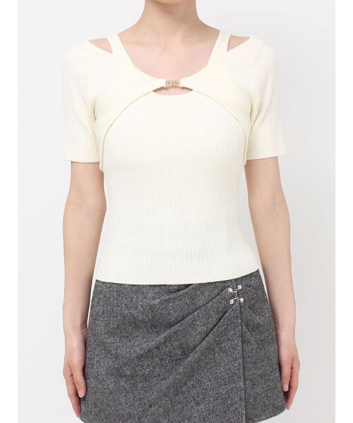 RESEXXY（リゼクシー）の「GOLDパーツリブニットトップス（ニット/セーター・レディース・ブルー/ブラック/ホワイト・FREE）」の18枚目の写真