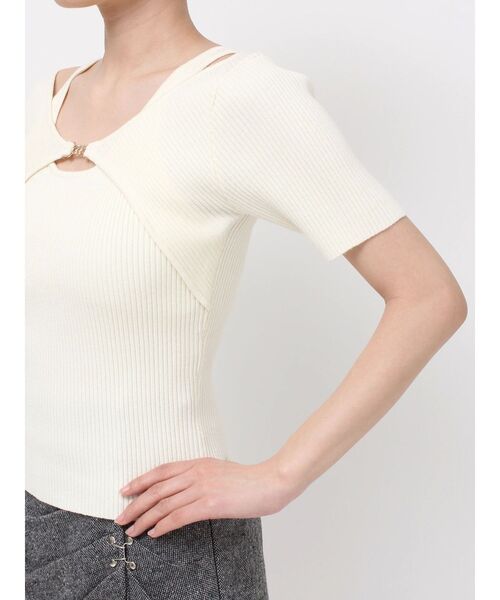 RESEXXY（リゼクシー）の「GOLDパーツリブニットトップス（ニット/セーター・レディース・ブルー/ブラック/ホワイト・FREE）」の22枚目の写真