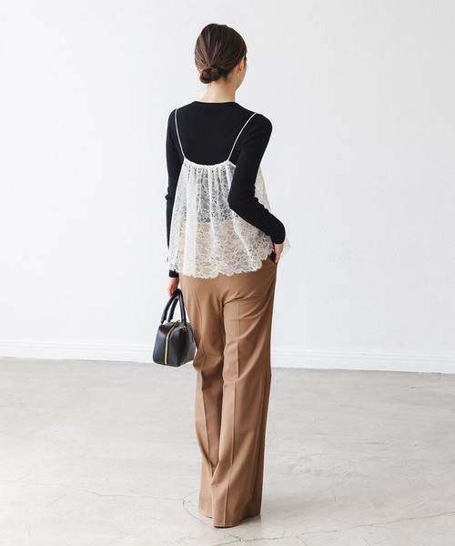 Noble（ノーブル）の「ハイストレッチナローフレアパンツ（スラックス・レディース・キャメル/ブラック・36/38/40/34）」の6枚目の写真