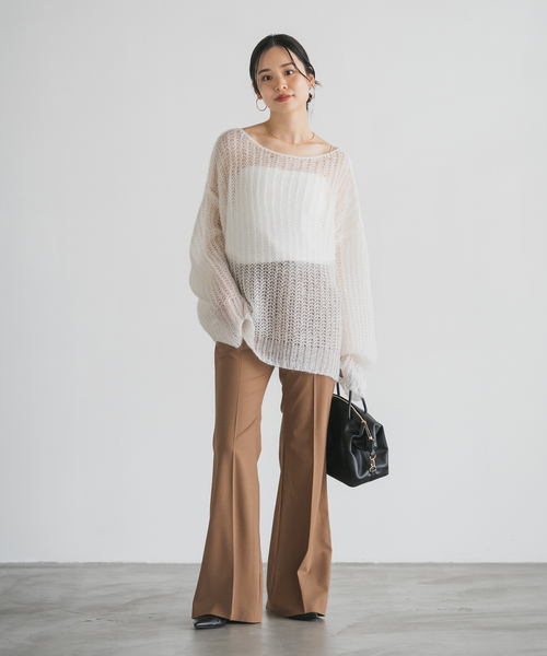 Noble（ノーブル）の「ハイストレッチナローフレアパンツ（スラックス・レディース・キャメル/ブラック・36/38/40/34）」の11枚目の写真