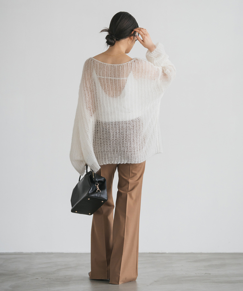 Noble（ノーブル）の「ハイストレッチナローフレアパンツ（スラックス・レディース・キャメル/ブラック・36/38/40/34）」の12枚目の写真