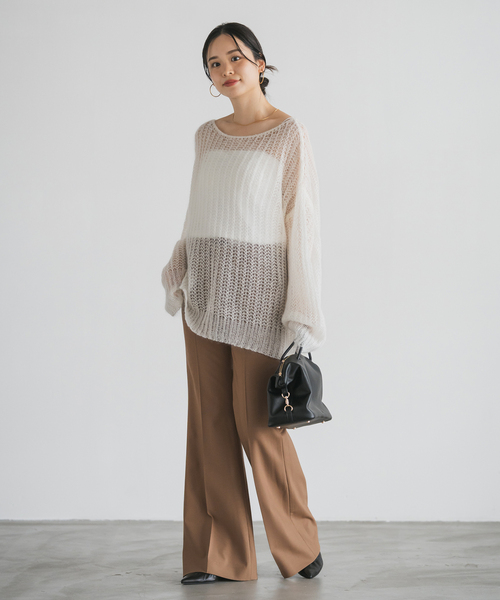 Noble（ノーブル）の「ハイストレッチナローフレアパンツ（スラックス・レディース・キャメル/ブラック・36/38/40/34）」の16枚目の写真