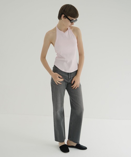 CLANE(クラネ)の「HALTER NECK CUP IN RIB TOPS(Tシャツ/カットソー・レディース・ブラック/ベージュ/ピンク・1/2)」の10枚目の写真