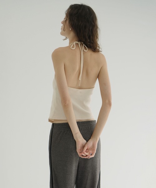 カットソー(半袖/袖なし) CLANE HALTER LAYERED TOPS セール】HALTER NECK CUP IN RIB TOPS（Tシャツ/カットソー）｜CLANE