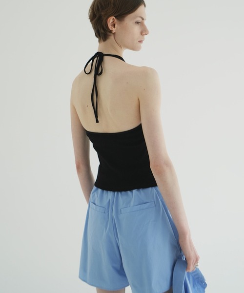 カットソー(半袖/袖なし) CLANE HALTER LAYERED TOPS セール】HALTER NECK CUP IN RIB TOPS（Tシャツ/カットソー）｜CLANE