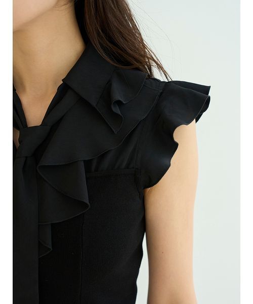 SNIDEL Sustainableフリルカラードッキングミニワンピース 新品 Sustainableフリルカラードッキングミニワンピース(ミニワンピース