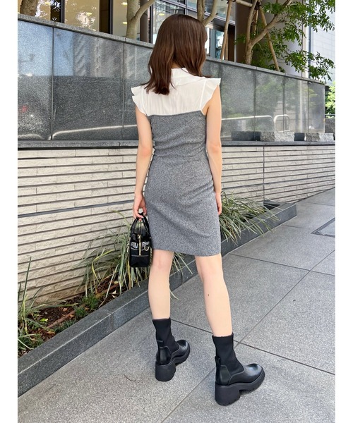 Sustainableフリルカラードッキングミニワンピース（ワンピース