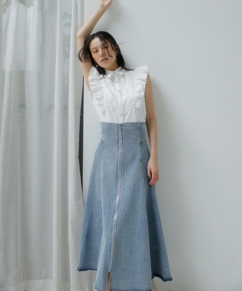 センターZIPデニムスカート（デニムスカート）｜AND COUTURE