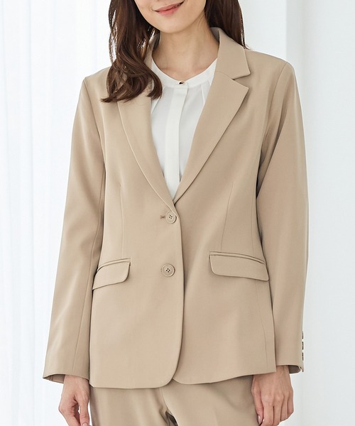 Honeys（ハニーズ）の「【ストレッチ・マシンウォッシャブル・イージーケア】２つ釦テーラードジャケット（テーラードジャケット・レディース・ブラック/ネイビー/ヘザーチャコール/ダークベージュ・S/3L/LL/M/L）」の3枚目の写真