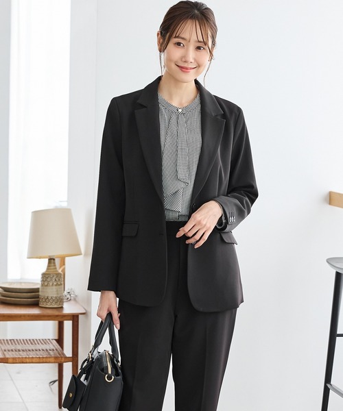 Honeys（ハニーズ）の「【ストレッチ・マシンウォッシャブル・イージーケア】２つ釦テーラードジャケット（テーラードジャケット・レディース・ブラック/ネイビー/ヘザーチャコール/ダークベージュ・S/3L/LL/M/L）」の8枚目の写真