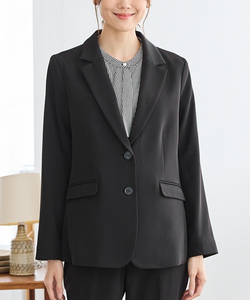 Honeys（ハニーズ）の「【ストレッチ・マシンウォッシャブル・イージーケア】２つ釦テーラードジャケット（テーラードジャケット・レディース・ブラック/ネイビー/ヘザーチャコール/ダークベージュ・S/3L/LL/M/L）」の10枚目の写真