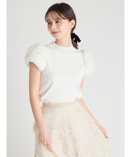 CELFORD セルフォード リミテッドフェザーライクスリーブニット 新品 シルクブレンドショートファースリーブニット(ニットプル