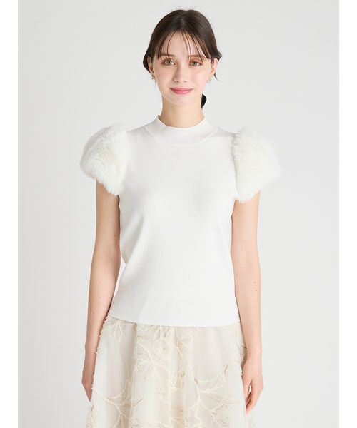 CELFORD（セルフォード）の「シルクブレンドショートファースリーブニット（ニット/セーター・レディース・ピンクベージュ/ミント/ブラック/オフホワイト・38/36）」の7枚目の写真