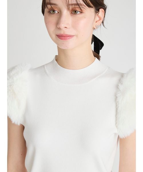 CELFORD（セルフォード）の「シルクブレンドショートファースリーブニット（ニット/セーター・レディース・ピンクベージュ/ミント/ブラック/オフホワイト・38/36）」の10枚目の写真