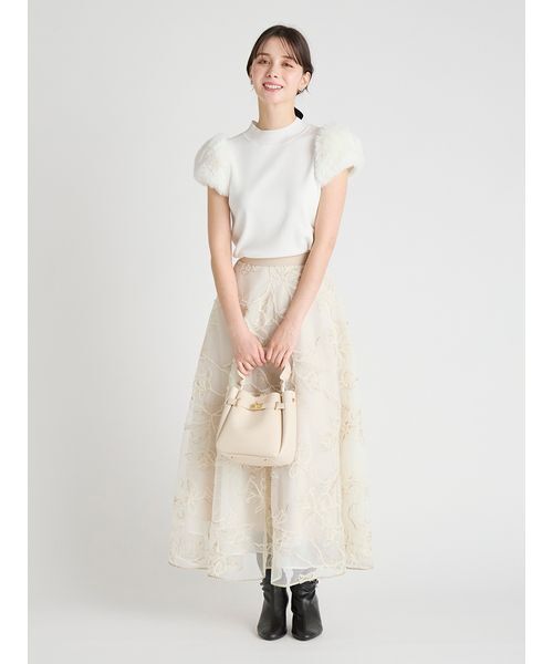 CELFORD（セルフォード）の「シルクブレンドショートファースリーブニット（ニット/セーター・レディース・ピンクベージュ/ミント/ブラック/オフホワイト・38/36）」の14枚目の写真