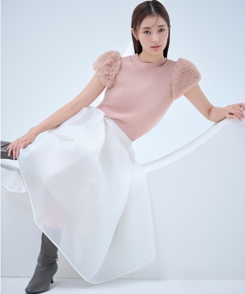 CELFORD（セルフォード）の「シルクブレンドショートファースリーブニット（ニット/セーター・レディース・ピンクベージュ/ミント/ブラック/オフホワイト・38/36）」の19枚目の写真