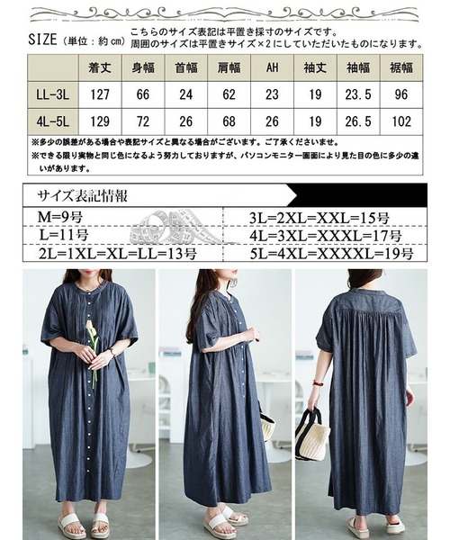 GOLDJAPAN（ゴールドジャパン）の「ピンタックコットンシャツワンピース【大きいサイズ対応】（シャツワンピース・レディース・ネイビー/アイボリー・4L～5L/LL～3L）」の20枚目の写真
