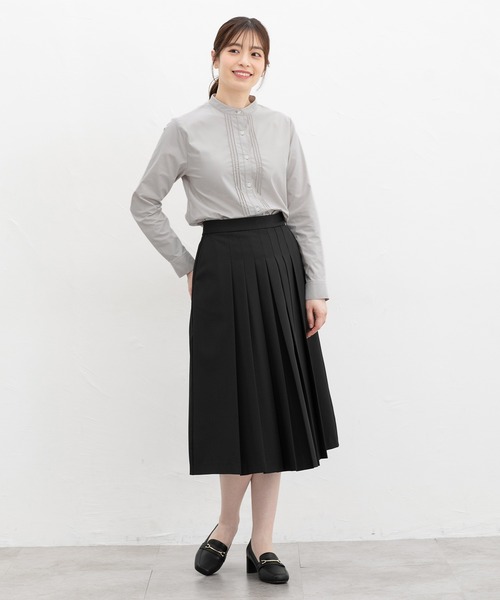 Honeys（ハニーズ）の「【らくらくアイロン】らくらくピンタックシャツ（ビジネスシャツ・レディース・グレイッシュベージュ/ホワイト/ネイビー/グレイッシュブルー/ブラック・L/3L/S/M/LL）」の13枚目の写真