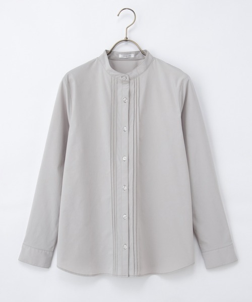 Honeys（ハニーズ）の「【らくらくアイロン】らくらくピンタックシャツ（ビジネスシャツ・レディース・グレイッシュベージュ/ホワイト/ネイビー/グレイッシュブルー/ブラック・L/3L/S/M/LL）」の21枚目の写真