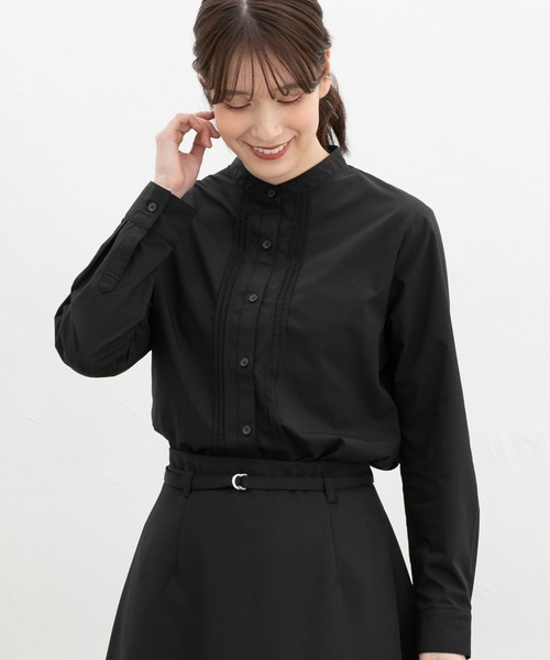 Honeys(ハニーズ)の「【らくらくアイロン】らくらくピンタックシャツ(ビジネスシャツ・レディース・グレイッシュベージュ/ホワイト/ネイビー/グレイッシュブルー/ブラック/ブラウン/グレー/サックスブルー系1/ライトホワイト・L/3L/S/M/LL)」の16枚目の写真
