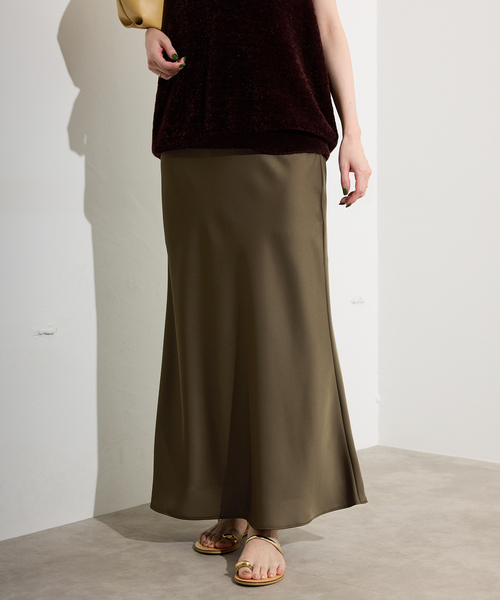 SLOBE IENA（スローブイエナ）の「サテンナロースカート（スカート・レディース・ブラック/カーキ/ブラウン・36/38）」の9枚目の写真