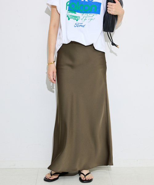SLOBE IENA（スローブイエナ）の「サテンナロースカート（スカート・レディース・ブラック/カーキ/ブラウン・36/38）」の14枚目の写真