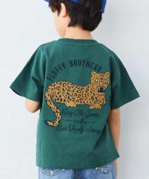 Fluffy BROTHERS(フラッフィーブラザーズ)の「刺繍Tシャツ(Tシャツ/カットソー・キッズ・グリーン/ブラウン・90/100/110/120/80/130/140/150)」の2枚目の写真