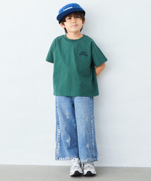 Fluffy BROTHERS(フラッフィーブラザーズ)の「刺繍Tシャツ(Tシャツ/カットソー・キッズ・グリーン/ブラウン・90/100/110/120/80/130/140/150)」の3枚目の写真