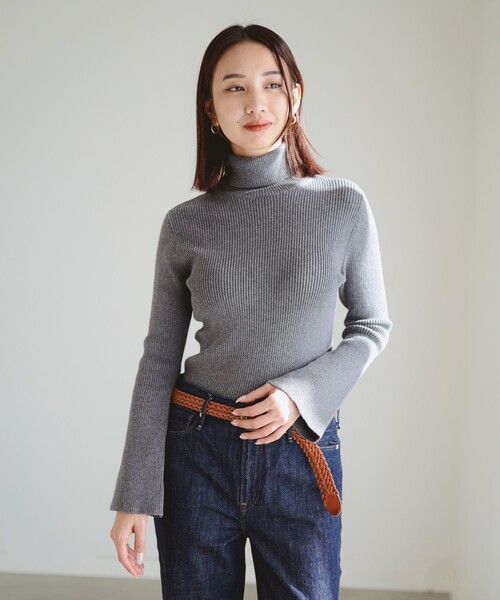 B:MING by BEAMS(ビーミングバイビームス)の「フレア スリーブ ニット(ニット/セーター・レディース・ライトグレー/ブラウン系その他/ブラック・ONE SIZE)」の21枚目の写真