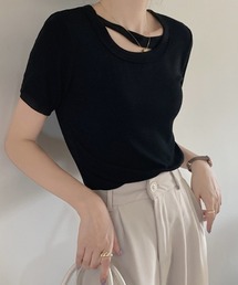 カットアウトカラーTシャツ