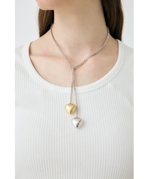 MOUSSY（マウジー）の「DOUBLE HEART ネックレス（ネックレス・レディース・マルチ・FREE）」の2枚目の写真