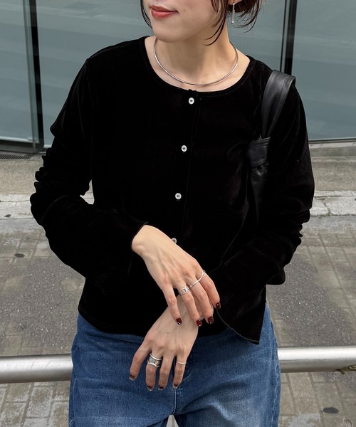 COLLAGE GALLARDAGALANTE（コラージュガリャルダガランテ）の「フロッキー2WAYカーディガン/ZOZO限定（カーディガン/ボレロ・レディース・ブラック/ベージュ・FREE）」の2枚目の写真