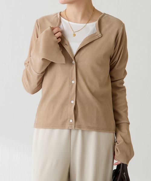 COLLAGE GALLARDAGALANTE（コラージュガリャルダガランテ）の「フロッキー2WAYカーディガン/ZOZO限定（カーディガン/ボレロ・レディース・ブラック/ベージュ・FREE）」の5枚目の写真