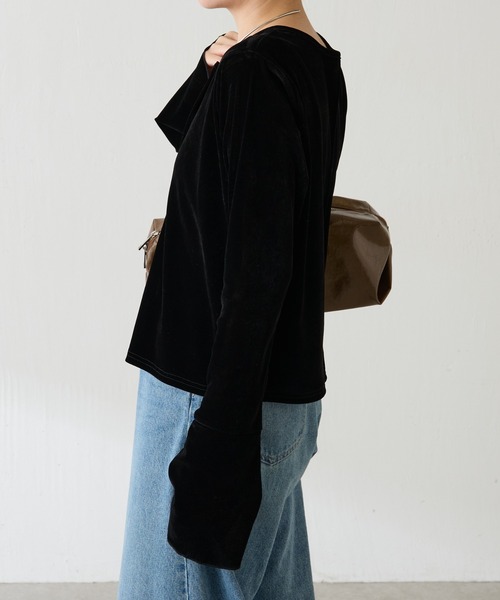 COLLAGE GALLARDAGALANTE（コラージュガリャルダガランテ）の「フロッキー2WAYカーディガン/ZOZO限定（カーディガン/ボレロ・レディース・ブラック/ベージュ・FREE）」の8枚目の写真