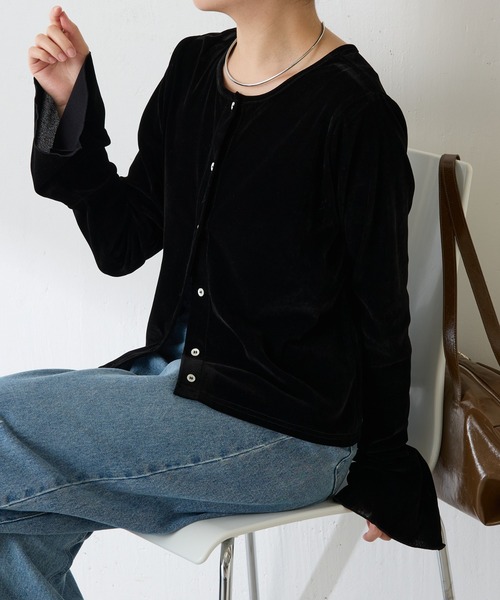 COLLAGE GALLARDAGALANTE（コラージュガリャルダガランテ）の「フロッキー2WAYカーディガン/ZOZO限定（カーディガン/ボレロ・レディース・ブラック/ベージュ・FREE）」の15枚目の写真