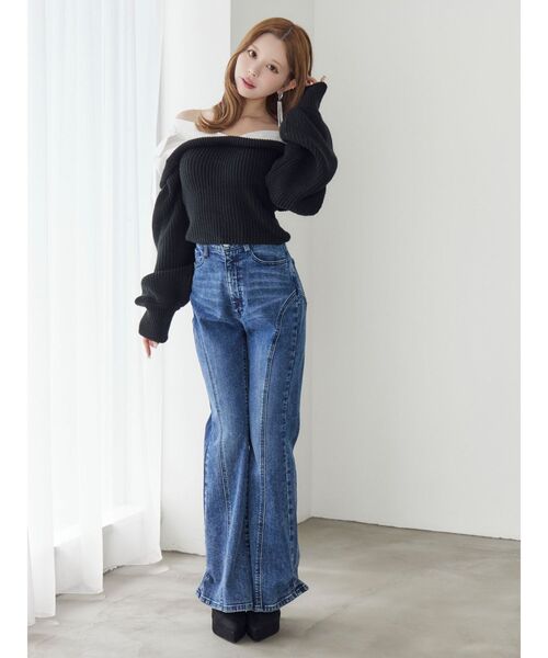 EATME（イートミー）の「ラインフレアデニムパンツ（デニムパンツ・レディース・ブルー/ブラック/ライトブルー・SMALL/MEDIUM）」の21枚目の写真