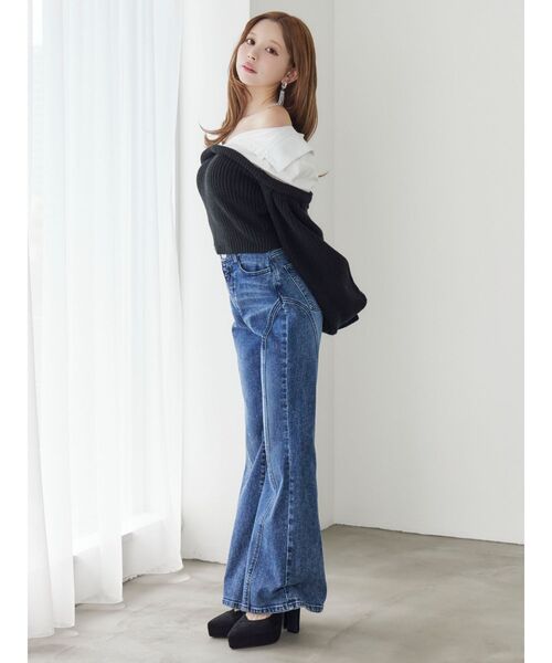 EATME（イートミー）の「ラインフレアデニムパンツ（デニムパンツ・レディース・ブルー/ブラック/ライトブルー・SMALL/MEDIUM）」の22枚目の写真