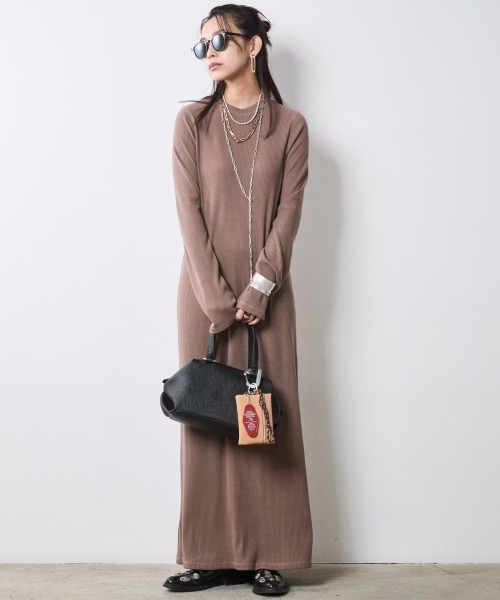 CHIC STYLE(シックスタイル)の「テレコロングワンピース<大きいサイズ有>シックスタイル(ワンピース・レディース・モカ/ブラック・M/L/LL/3L/4L/5L)」の8枚目の写真