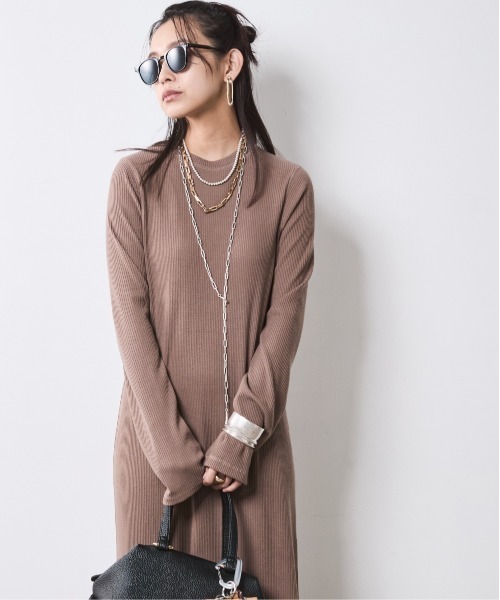 CHIC STYLE(シックスタイル)の「テレコロングワンピース<大きいサイズ有>シックスタイル(ワンピース・レディース・モカ/ブラック・M/L/LL/3L/4L/5L)」の9枚目の写真