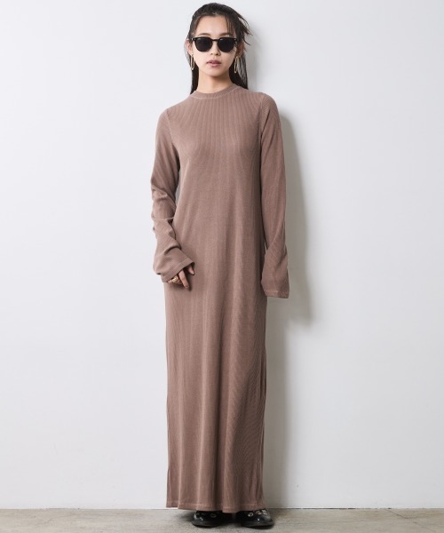 CHIC STYLE(シックスタイル)の「テレコロングワンピース<大きいサイズ有>シックスタイル(ワンピース・レディース・モカ/ブラック・M/L/LL/3L/4L/5L)」の11枚目の写真