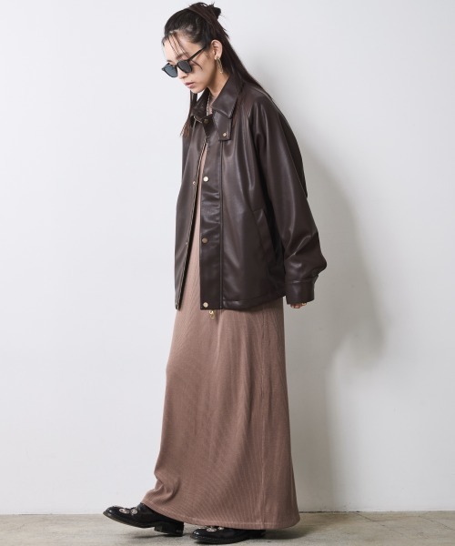CHIC STYLE(シックスタイル)の「テレコロングワンピース<大きいサイズ有>シックスタイル(ワンピース・レディース・モカ/ブラック・M/L/LL/3L/4L/5L)」の18枚目の写真