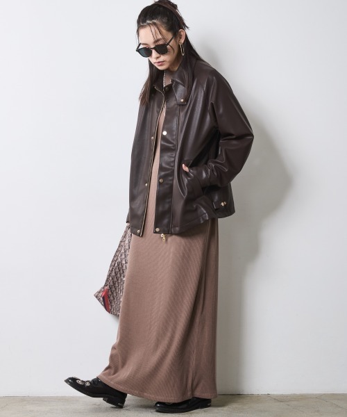 CHIC STYLE(シックスタイル)の「テレコロングワンピース<大きいサイズ有>シックスタイル(ワンピース・レディース・モカ/ブラック・M/L/LL/3L/4L/5L)」の20枚目の写真