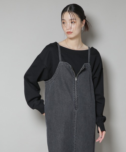 NANO universe(ナノユニバース)の「ワイドボートネックスウェットトップス(スウェット・レディース・ブラック/ベージュ/グレー・FREE)」の5枚目の写真