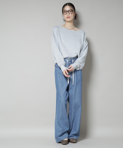 セール】ワイドボートネックスウェットトップス（スウェット）｜NANO