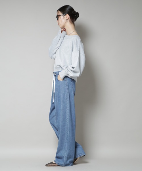 セール】ワイドボートネックスウェットトップス（スウェット）｜NANO