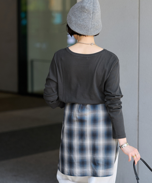 JOURNAL STANDARD relume(ジャーナルスタンダード レリューム)の「ツイストシアーテレコロングTEE(Tシャツ/カットソー・レディース・ホワイト/ブラウン/ピンク/チャコールグレー・FREE)」の10枚目の写真