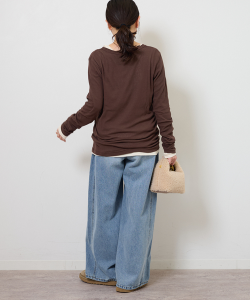 JOURNAL STANDARD relume(ジャーナルスタンダード レリューム)の「ツイストシアーテレコロングTEE(Tシャツ/カットソー・レディース・ホワイト/ブラウン/ピンク/チャコールグレー・FREE)」の19枚目の写真