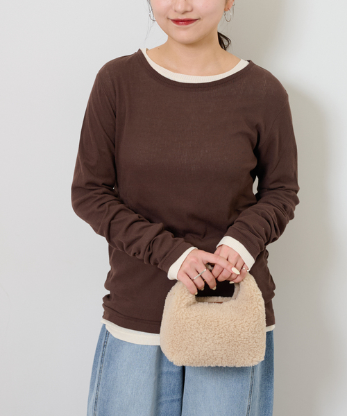 JOURNAL STANDARD relume(ジャーナルスタンダード レリューム)の「ツイストシアーテレコロングTEE(Tシャツ/カットソー・レディース・ホワイト/ブラウン/ピンク/チャコールグレー・FREE)」の21枚目の写真